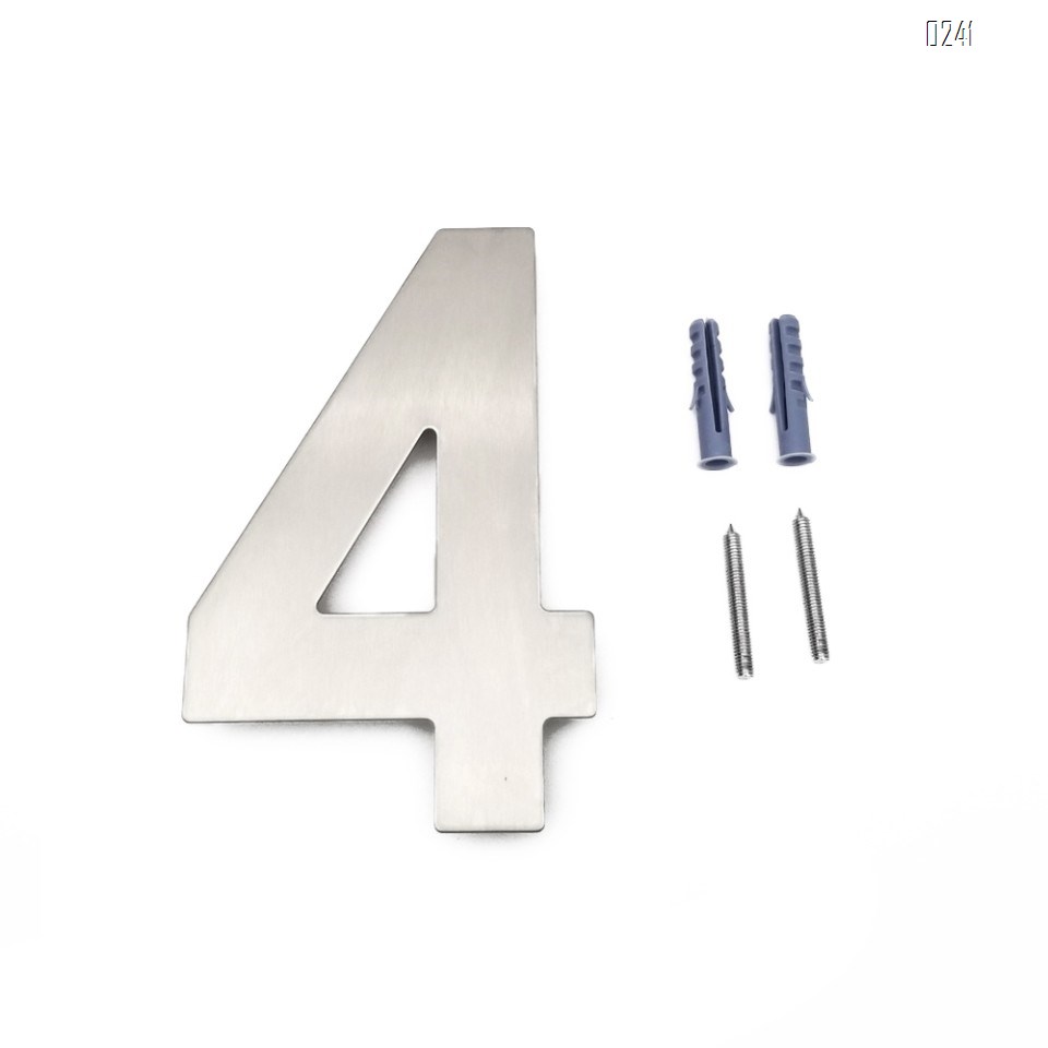 6 inch. Brushed 304 Stainless Steel Large Floating Modern House Numbers 4