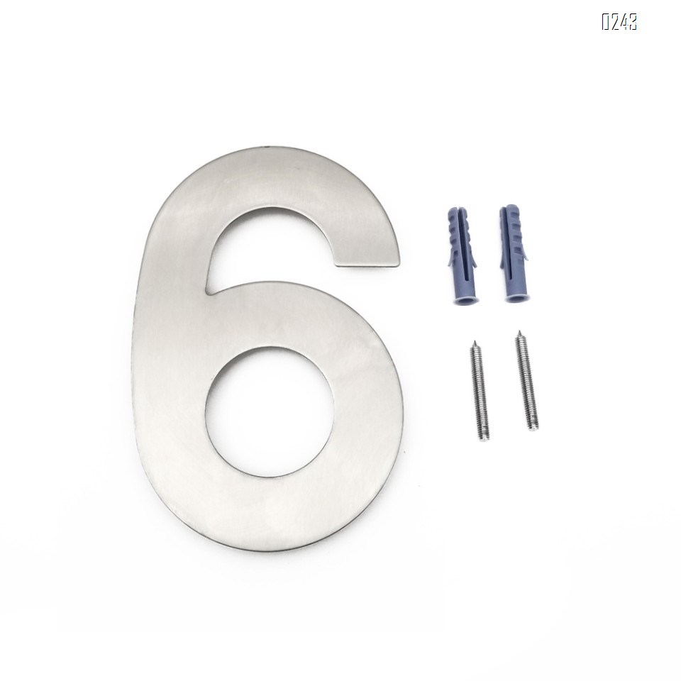 6 inch. Brushed 304 Stainless Steel Large Floating Modern House Numbers 6