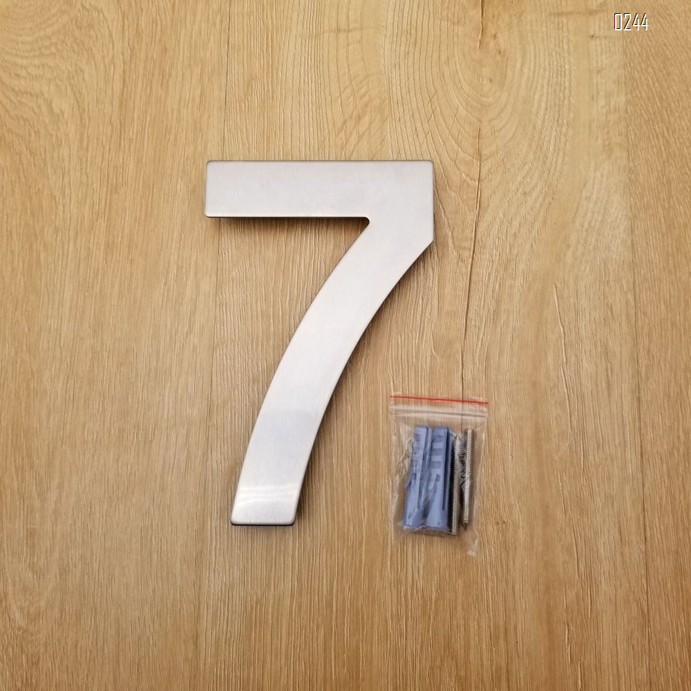 6 inch. Brushed 304 Stainless Steel Large Floating Modern House Numbers 7