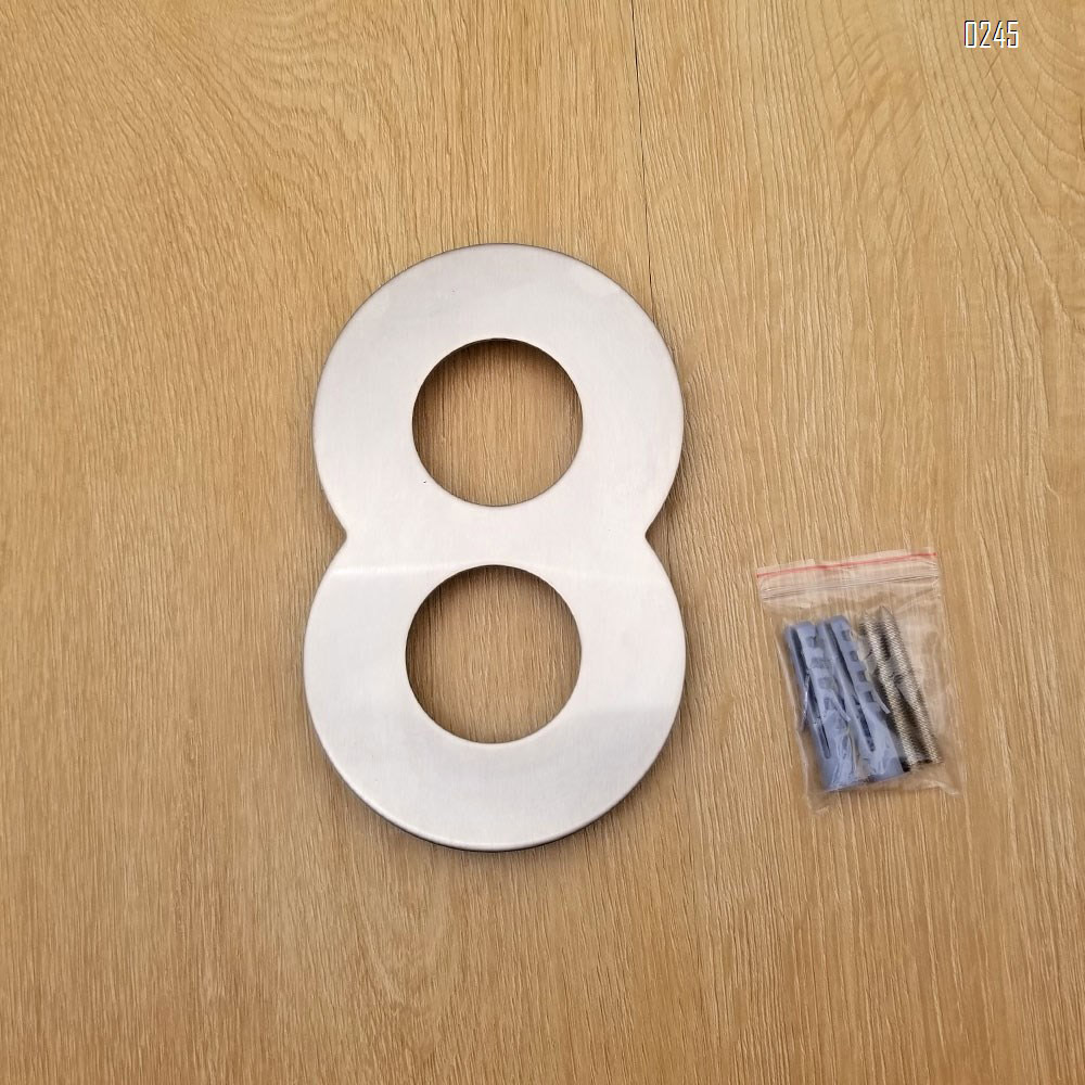 6 inch. Brushed 304 Stainless Steel Large Floating Modern House Numbers 8