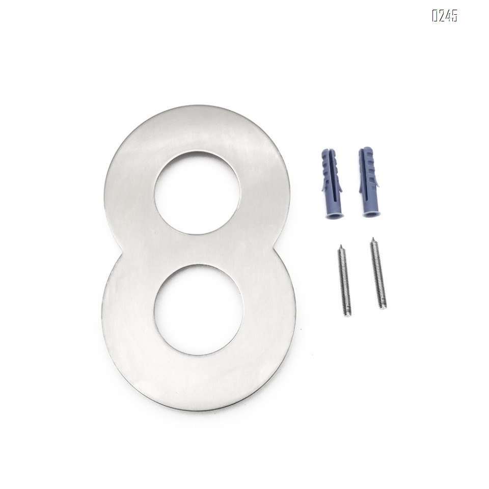 6 inch. Brushed 304 Stainless Steel Large Floating Modern House Numbers 8