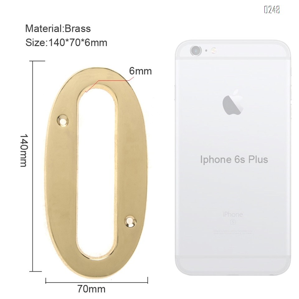 6 inch Copper Plaque for Outdoor Address Plate of Household Door Brass Number in 140 mm Grand Modern Door Number Hotel House Number 0