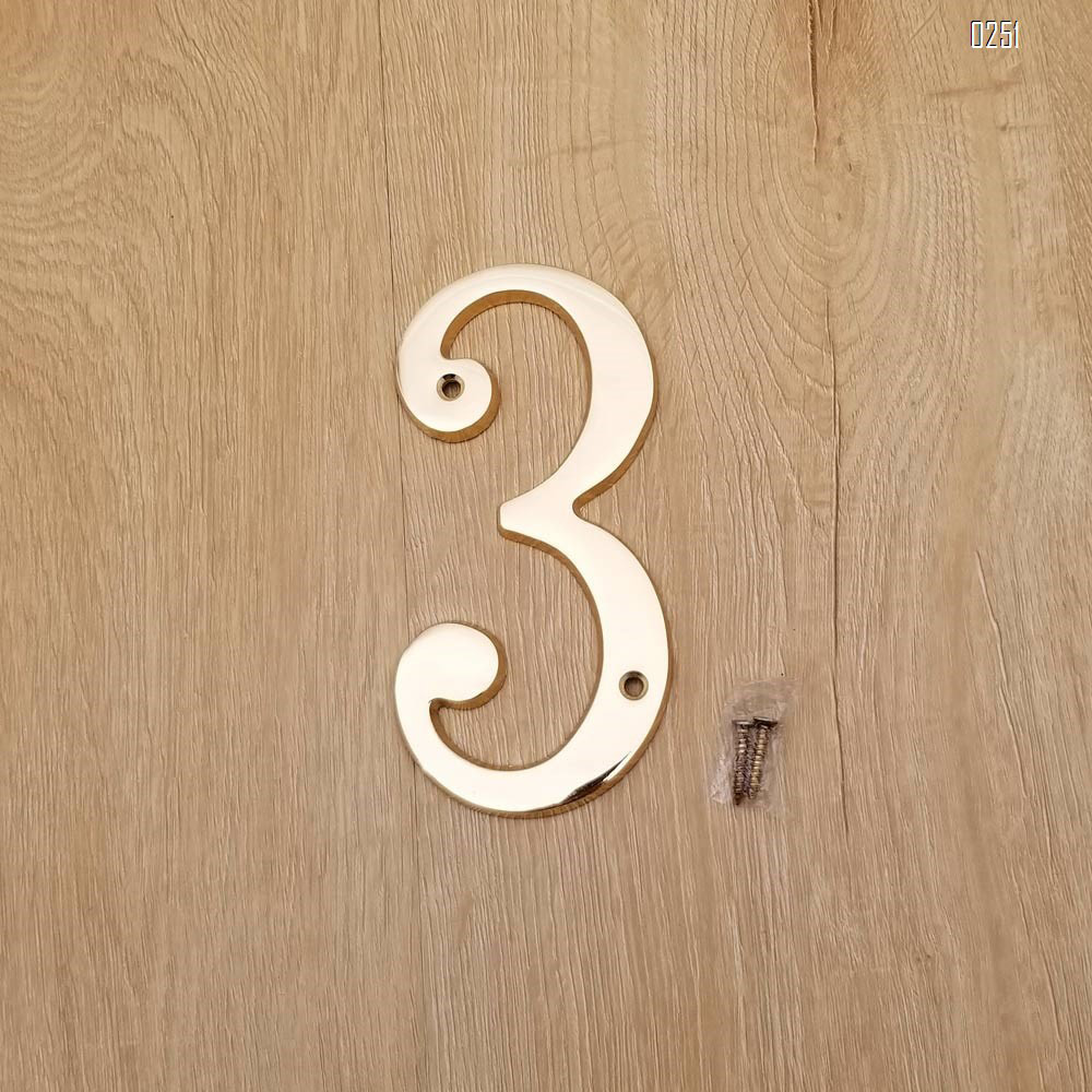6 inch Copper Plaque for Outdoor Address Plate of Household Door Brass Number in 140 mm Grand Modern Door Number Hotel House Number 3