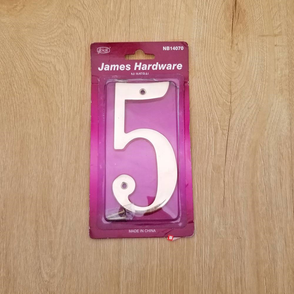 6 inch Copper Plaque for Outdoor Address Plate of Household Door Brass Number in 140 mm Grand Modern Door Number Hotel House Number 5