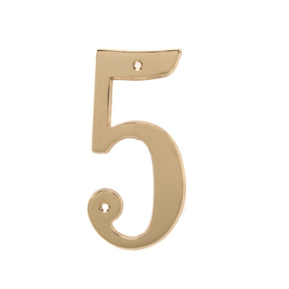 6 inch Copper Plaque for Outdoor Address Plate of Household Door Brass Number in 140 mm Grand Modern Door Number Hotel House Number 5