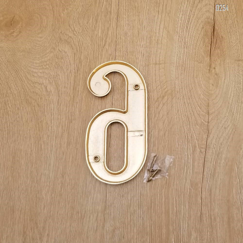 6 inch Copper Plaque for Outdoor Address Plate of Household Door Brass Number in 140 mm Grand Modern Door Number Hotel House Number 6