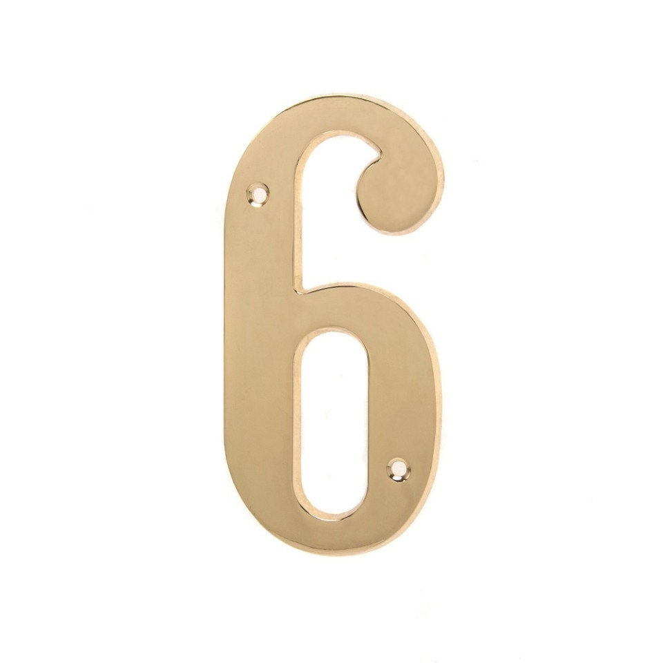 6 inch Copper Plaque for Outdoor Address Plate of Household Door Brass Number in 140 mm Grand Modern Door Number Hotel House Number 6