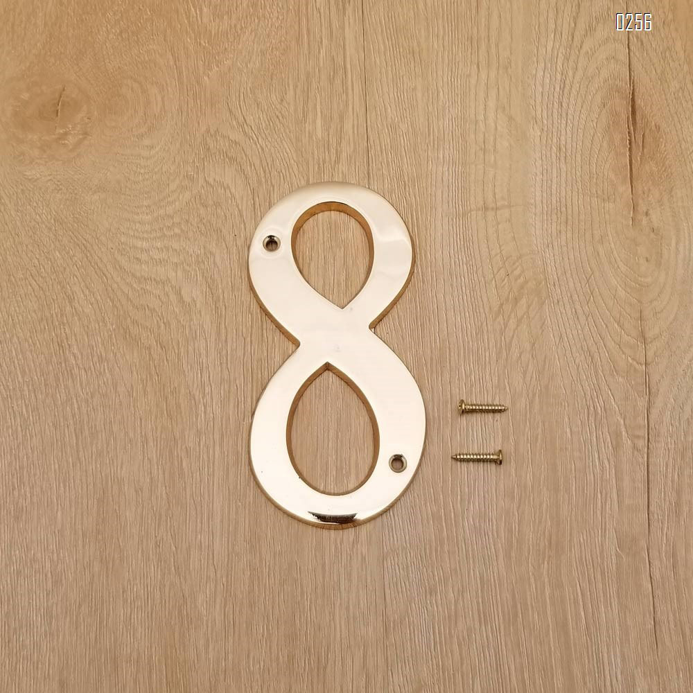 6 inch Copper Plaque for Outdoor Address Plate of Household Door Brass Number in 140 mm Grand Modern Door Number Hotel House Number 8