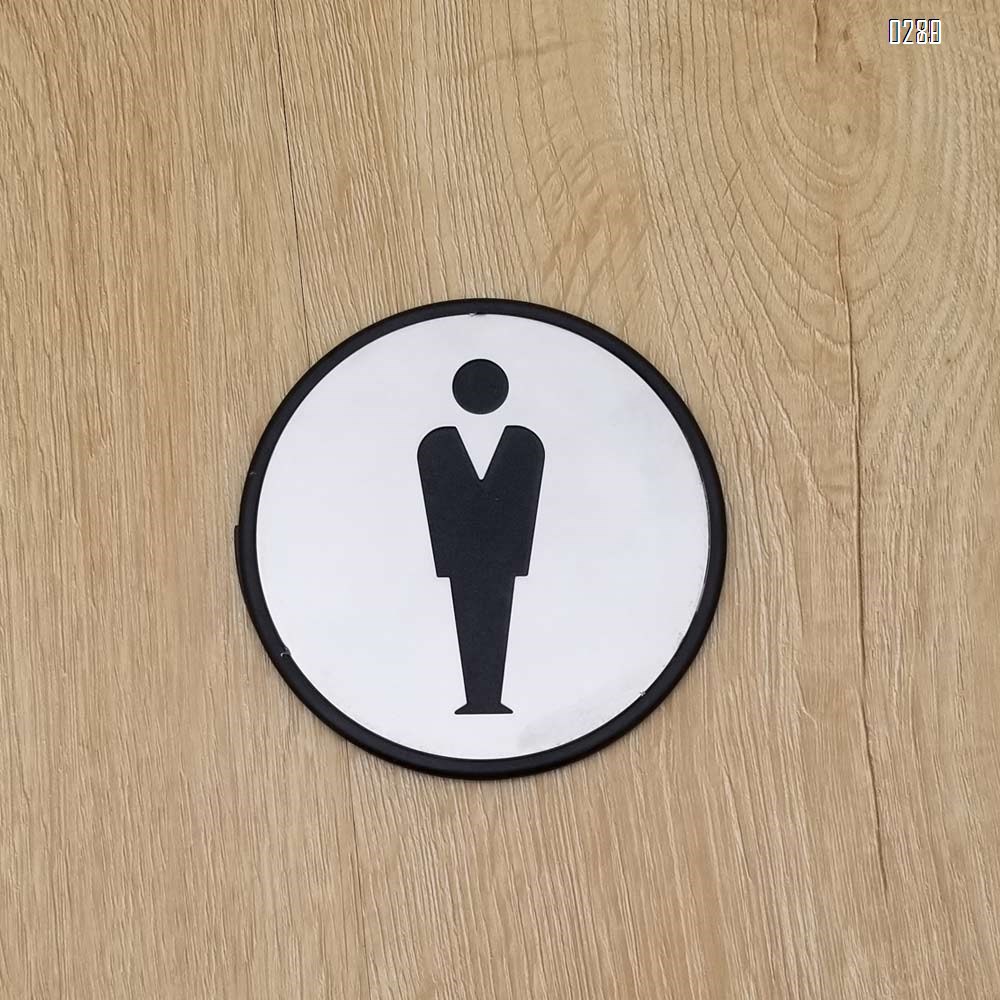 Self Sticker Round Men Sign  Restroom, Bathroom Door Sign for Offices, Businesses,Stainless Steel Plus Plastic bathroom signs