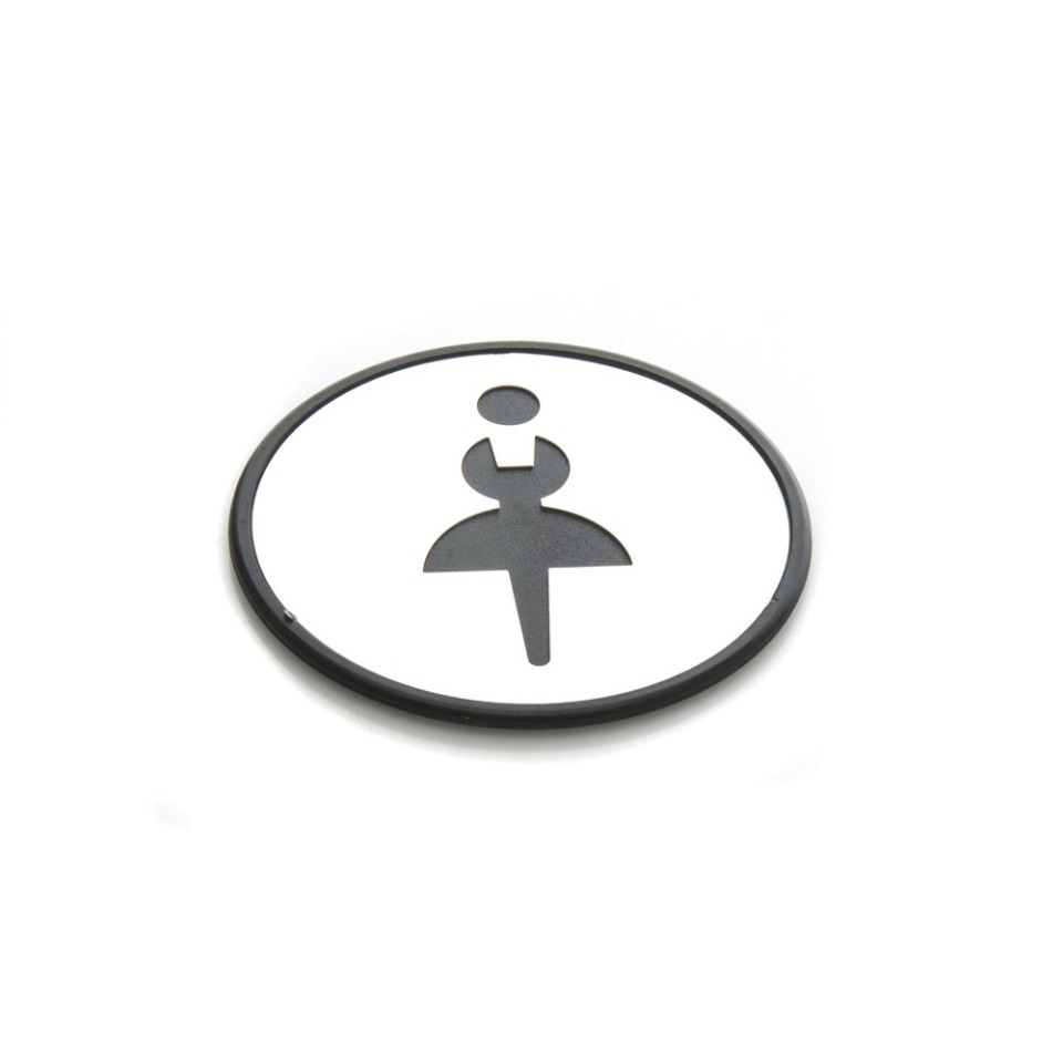 Self Sticker Round Women Sign  Restroom, Bathroom Door Sign for Offices, Businesses,Stainless Steel Plus Plastic bathroom signs