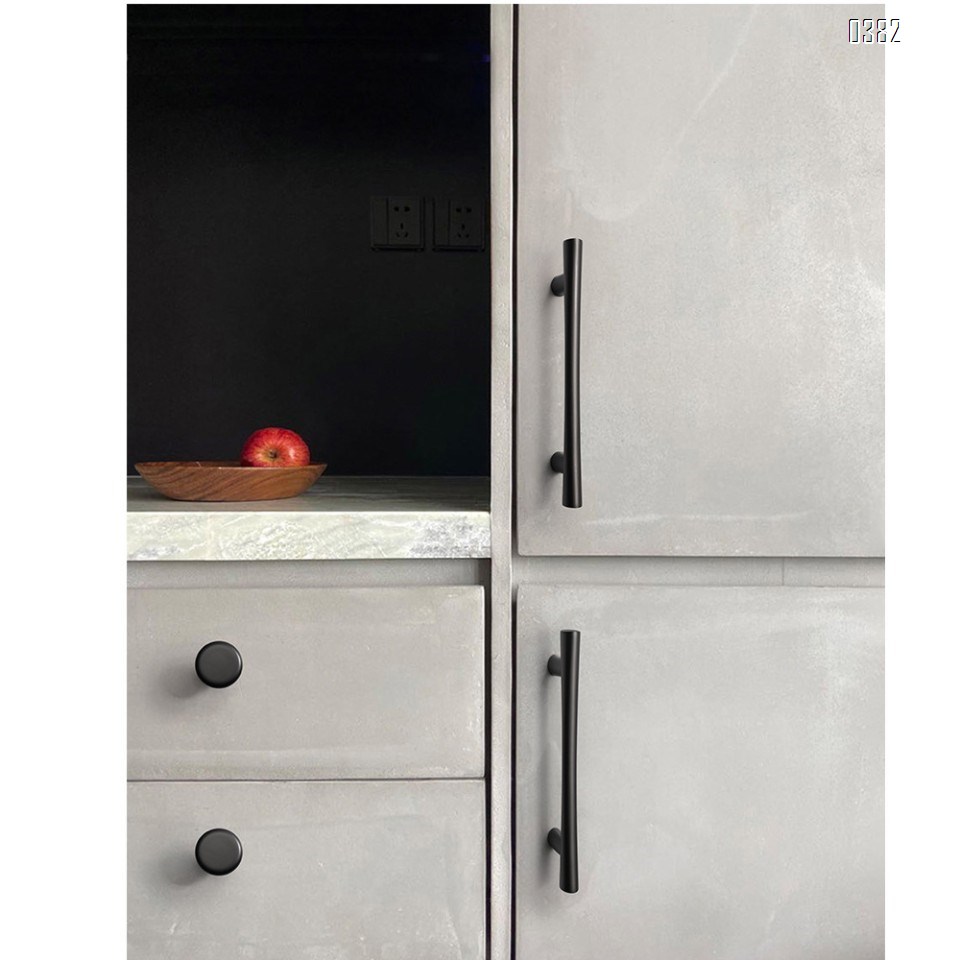 Plated Brushed Cabinet Pulls Matte Black Zinc Alloy Kitchen Cupboard Handles Cabinet Handles 192 mm Hole Center