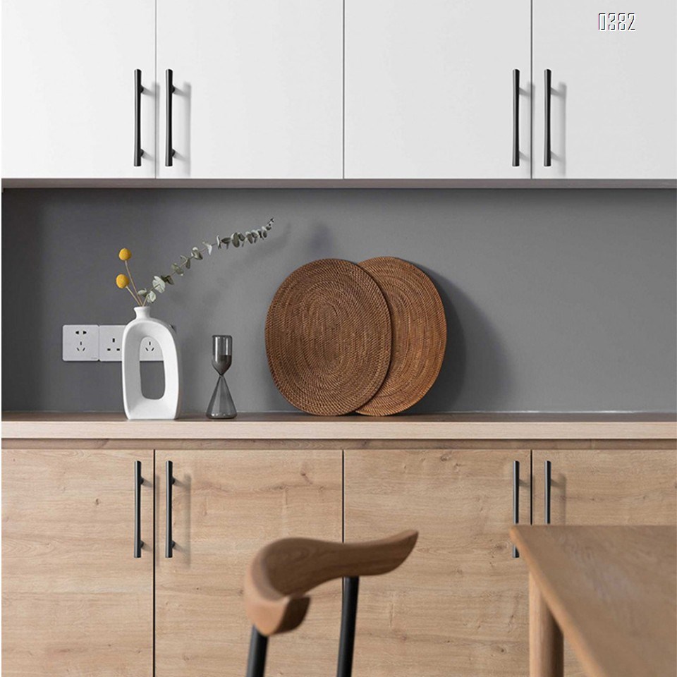 Plated Brushed Cabinet Pulls Matte Black Zinc Alloy Kitchen Cupboard Handles Cabinet Handles 192 mm Hole Center