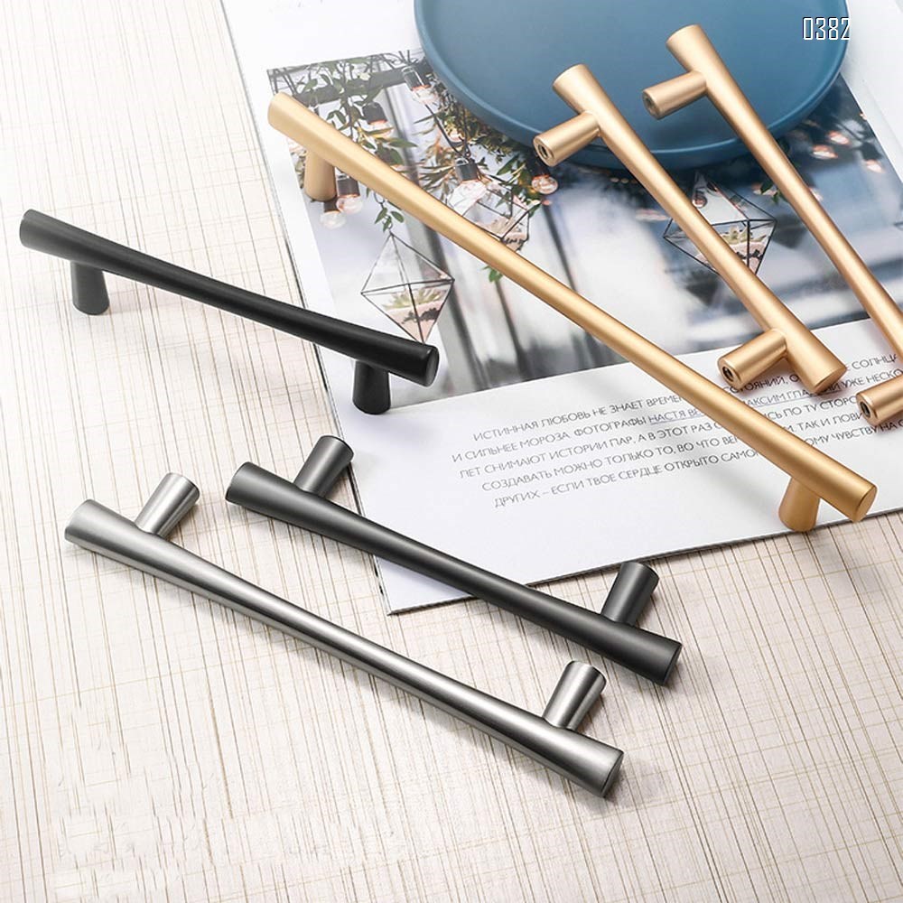 Plated Brushed Cabinet Pulls Matte Black Zinc Alloy Kitchen Cupboard Handles Cabinet Handles 192 mm Hole Center