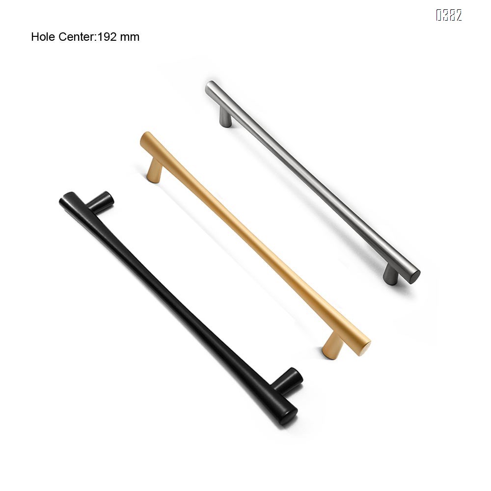 Plated Brushed Cabinet Pulls Matte Black Zinc Alloy Kitchen Cupboard Handles Cabinet Handles 192 mm Hole Center