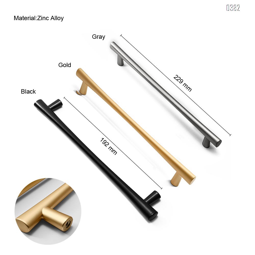 Plated Brushed Cabinet Pulls Matte Black Zinc Alloy Kitchen Cupboard Handles Cabinet Handles 192 mm Hole Center