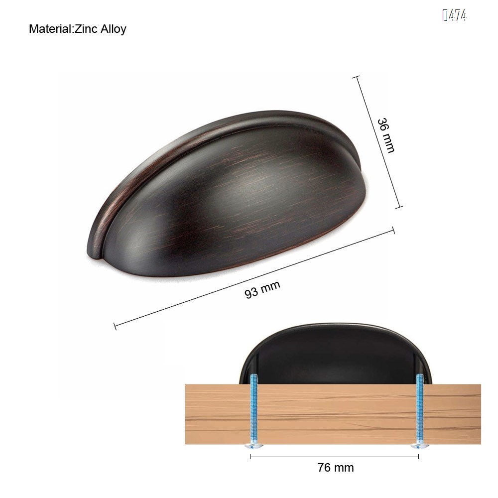 Oil Rubbed Bronze Modern Cabinet Hardware 3-11/16 Inch (93mm) Bin Cup Drawer Handle Pull, 3