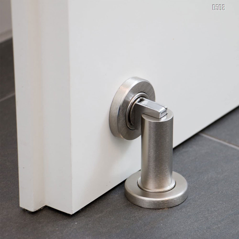 Magnetic Door Stop - Stainless Steel Look Door Holder incl. Fixing Material - Magnetic Door Stopper Floor and Wall Mounted