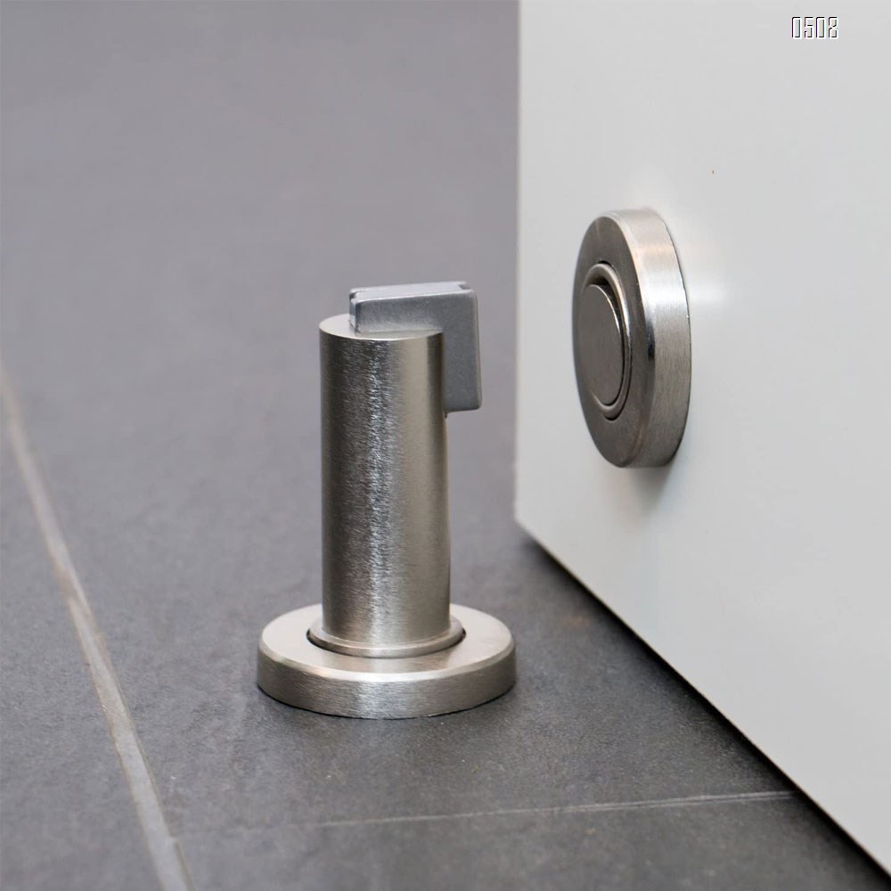 Magnetic Door Stop - Stainless Steel Look Door Holder incl. Fixing Material - Magnetic Door Stopper Floor and Wall Mounted