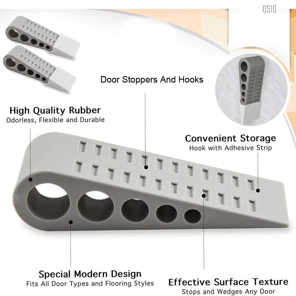 Door Stoppers,Rubber Security Door Stop Wedge with Holder Door Stops for Office Tall Floor Mount Shower Heavy Duty Door