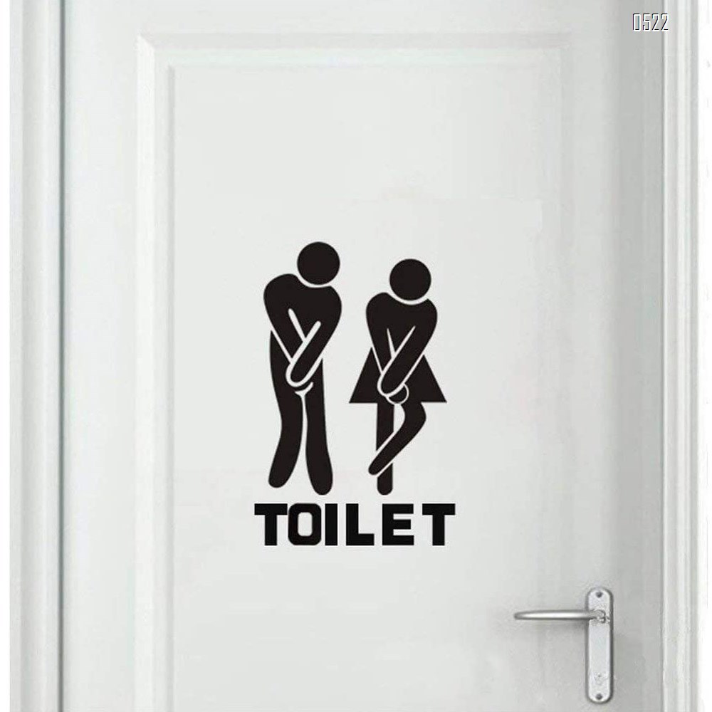 Unisex DIY Removable Men Women Washroom Toilet Bathroom WC Sign, Door Accessories Wall Sticker Home Decor for Kids Living Room Home Decoration (Black)
