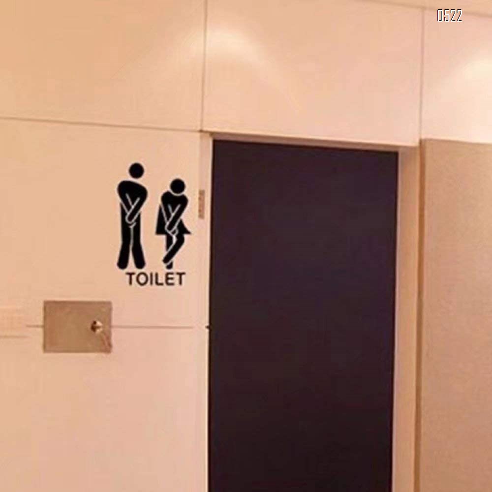 Unisex DIY Removable Men Women Washroom Toilet Bathroom WC Sign, Door Accessories Wall Sticker Home Decor for Kids Living Room Home Decoration (Black)