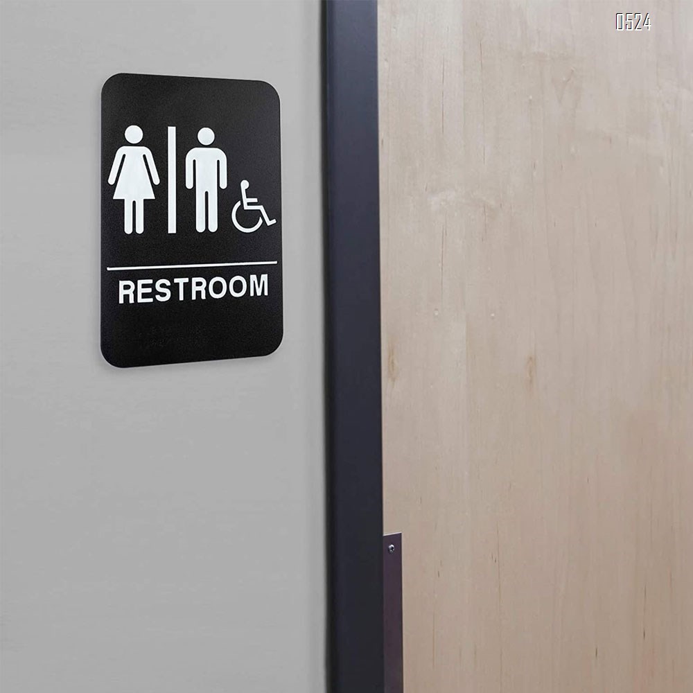 Signs Unisex Braille Restroom Sign - Bathroom Sign with Double Sided 3M Tape