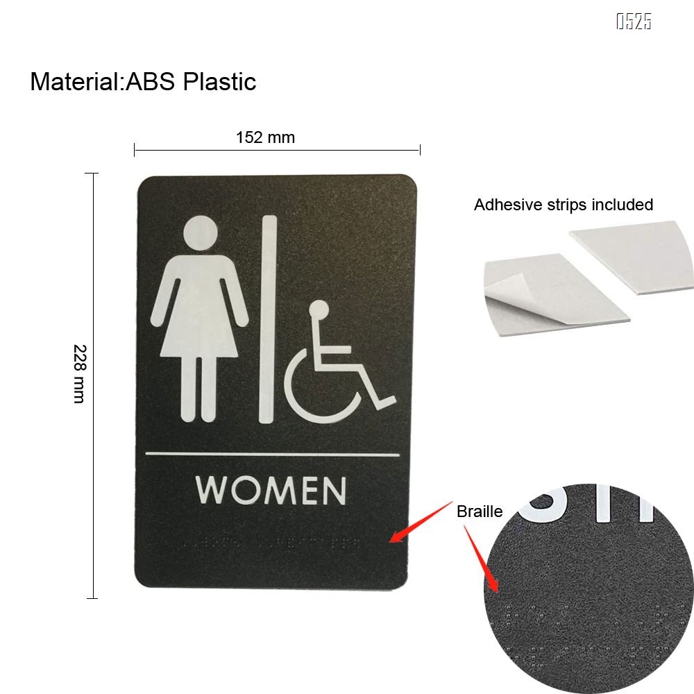 Women Restroom Sign with Wheelchair Black/White - ADA Compliant