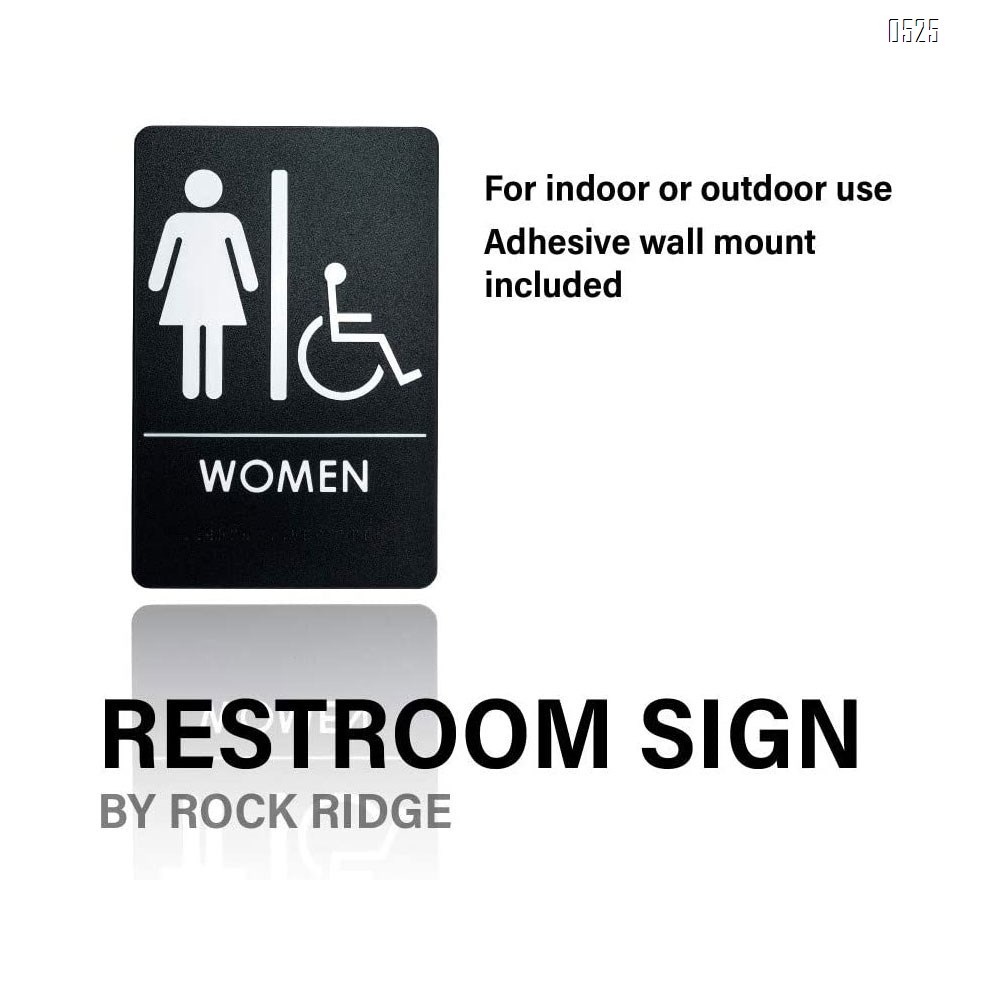Women Restroom Sign with Wheelchair Black/White - ADA Compliant