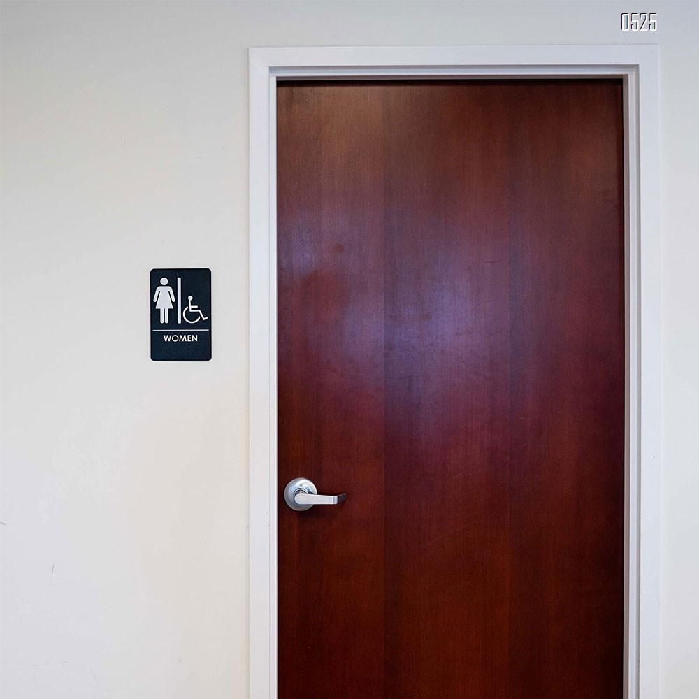 Women Restroom Sign with Wheelchair Black/White - ADA Compliant