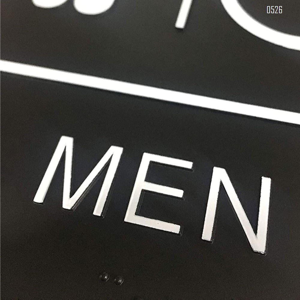 Men's Braille Restroom Sign - Durable Quality Self Stick Washroom/Bathroom Door Placard w/Embossed Braille Lettering and Symbol for Restaurants, Businesses and Hotels