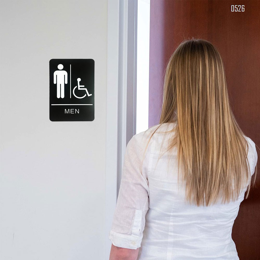 Men's Braille Restroom Sign - Durable Quality Self Stick Washroom/Bathroom Door Placard w/Embossed Braille Lettering and Symbol for Restaurants, Businesses and Hotels