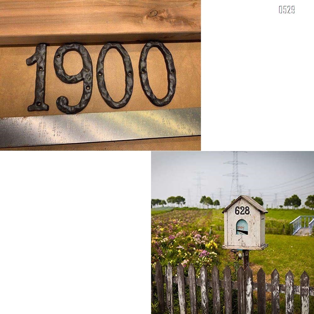 House Numbers- 3 Inch Innovative Wrought Iron Numbers- Vintage Nail on Die Cast Mailbox Numbers