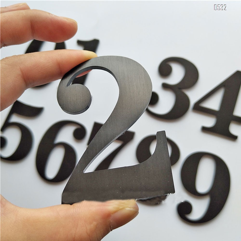 Self Adhesive 2.7 Inches Mailbox Door Sign Number House Address Number, Brushed Stainless Steel