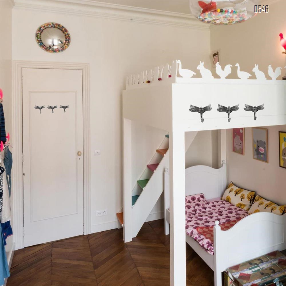 Artistic Creative dragonfly shaped Clothes Hook Clothes Hanger Zinc Alloy Hook Cabinet Pull Door hardware Matt Hook