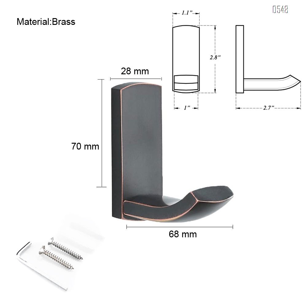 Bathroom Single Towel Wall Hook Oil Rubbed Bronze Bathrobe Coat Hanger Premium Brass Hand Towel Holder Organizer Heavy Duty Kitchen Lavatory Closet Hat Handbage Hanging Rack