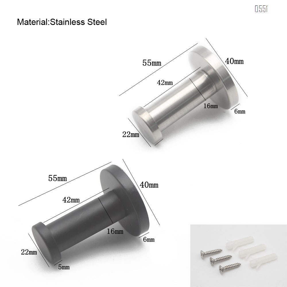 Brushed Stainless Steel Short Bath Towel Hooks Single Super Heavy Duty Wall Mount Hook, Fit for Bedroom,Living Room, Bathroom and Fitting Room, Office