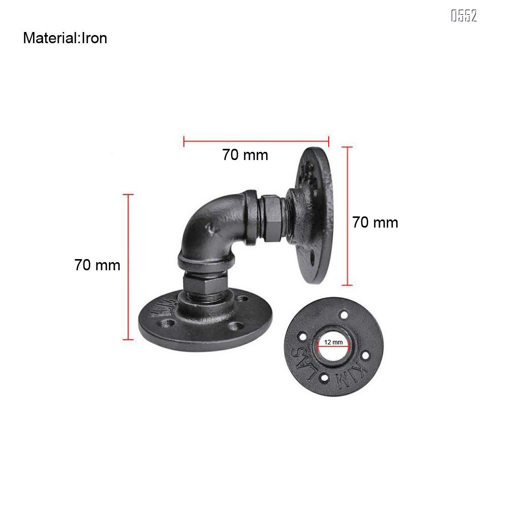 Industrial Pipe Shelf Brackets , Authentic Pipe Plumbing Fittings and Pieces, Wall Mounted Double Flange Floating Shelves, Rustic Bracket Set for Vintage Shelving Decor 2.7 Inch