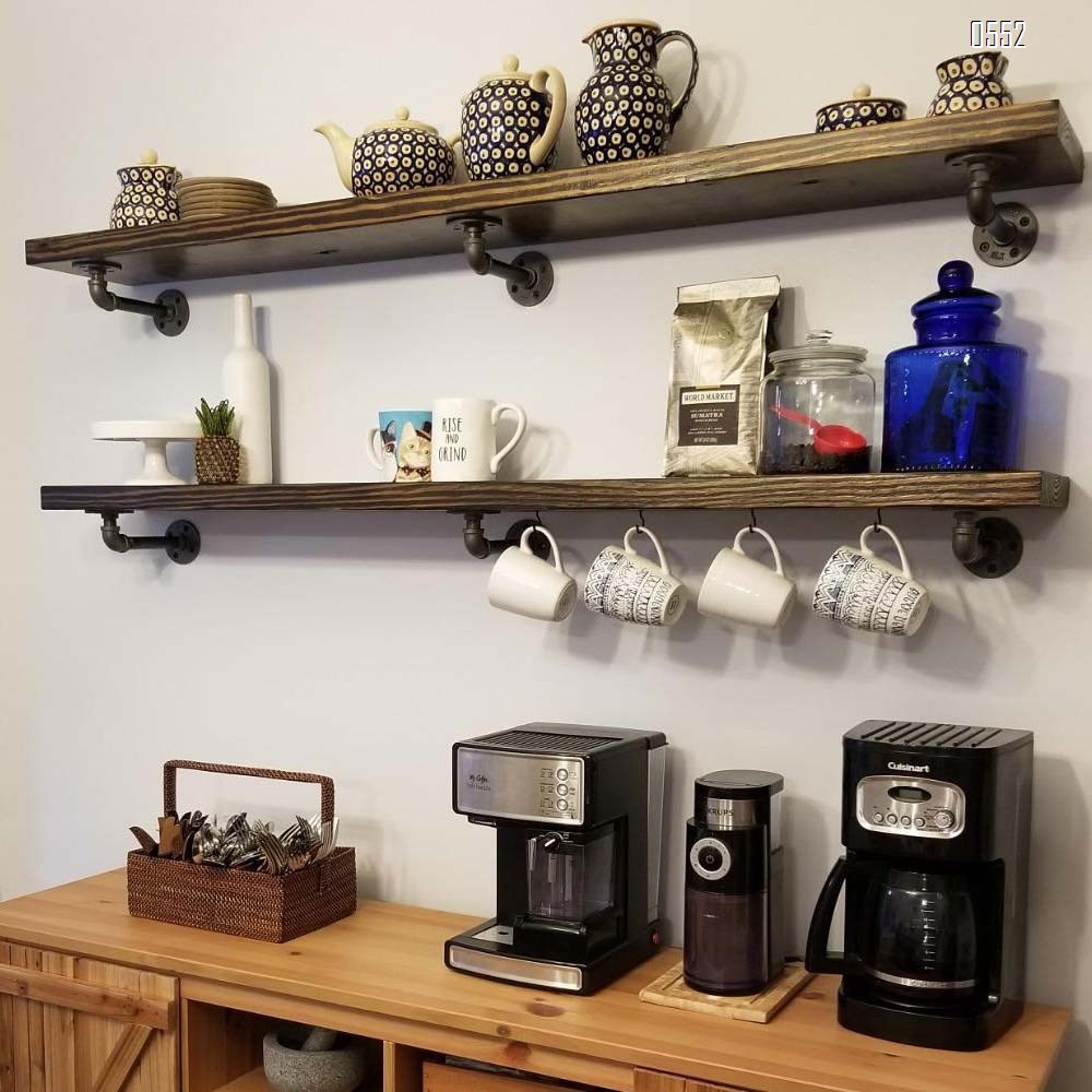 Industrial Pipe Shelf Brackets , Authentic Pipe Plumbing Fittings and Pieces, Wall Mounted Double Flange Floating Shelves, Rustic Bracket Set for Vintage Shelving Decor 2.7 Inch