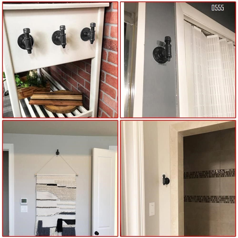 Industrial Coat Hook Rack - Vintage Clothes Towel Holder Hanger Wall Mounted With Hardware For Home, Office, Electroplated Black Finish 1 Pcs