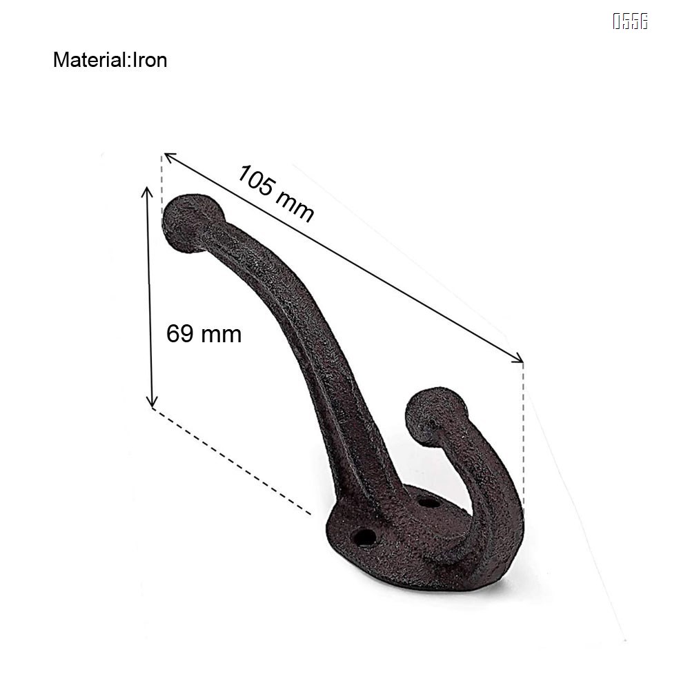 Decorative Rustic Cast Iron, Wall Mounted Coat Hooks Vintage Inspired, Modern Farmhouse, Coats, Bags, Hats, Towels (Antique Black)