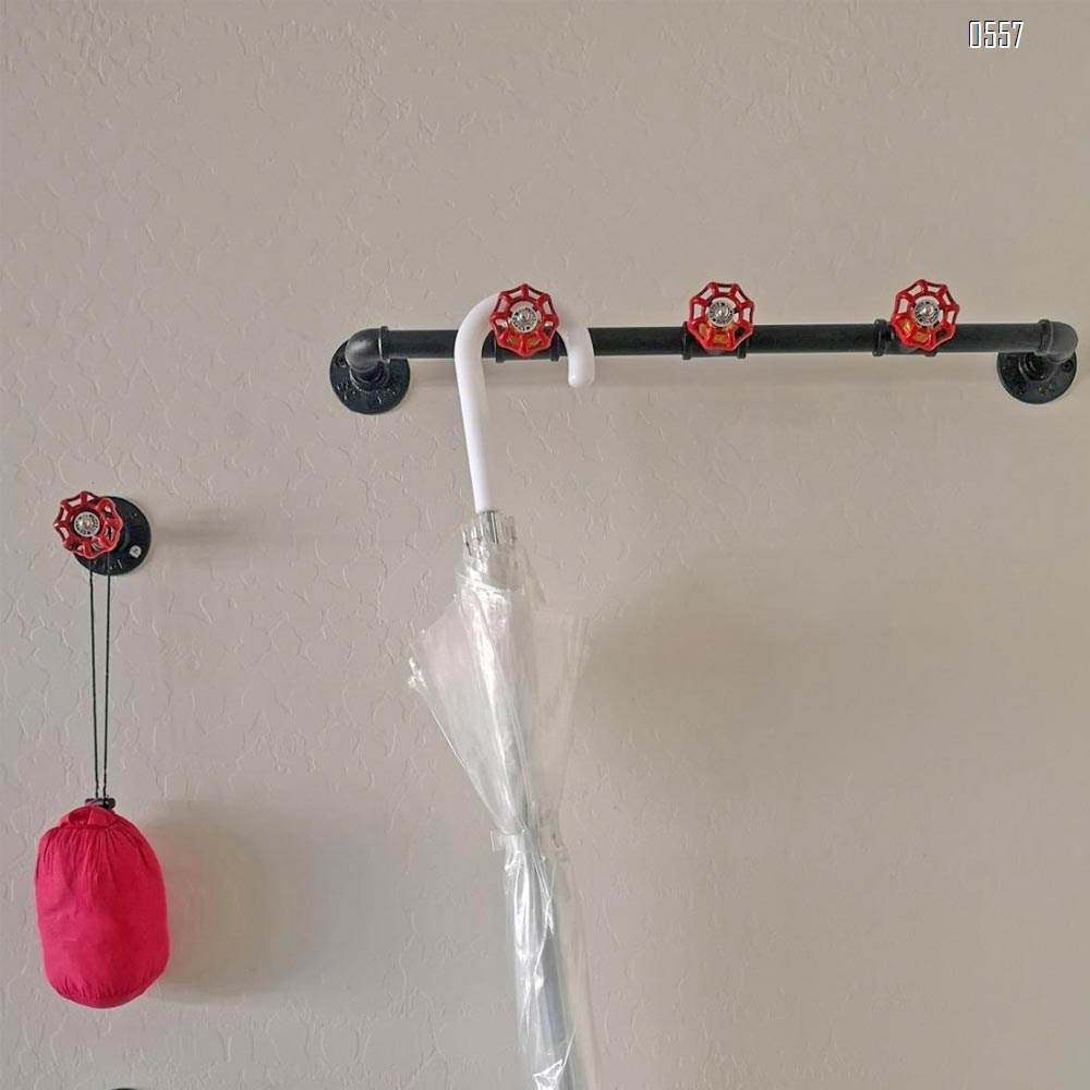 Rustic Farmhouse Towel Robe Hook Sets Industrial Coat Hooks Decor Home Kit Quality Black E-Coated Iron Pipes  Vintage DIY Wall Mounted