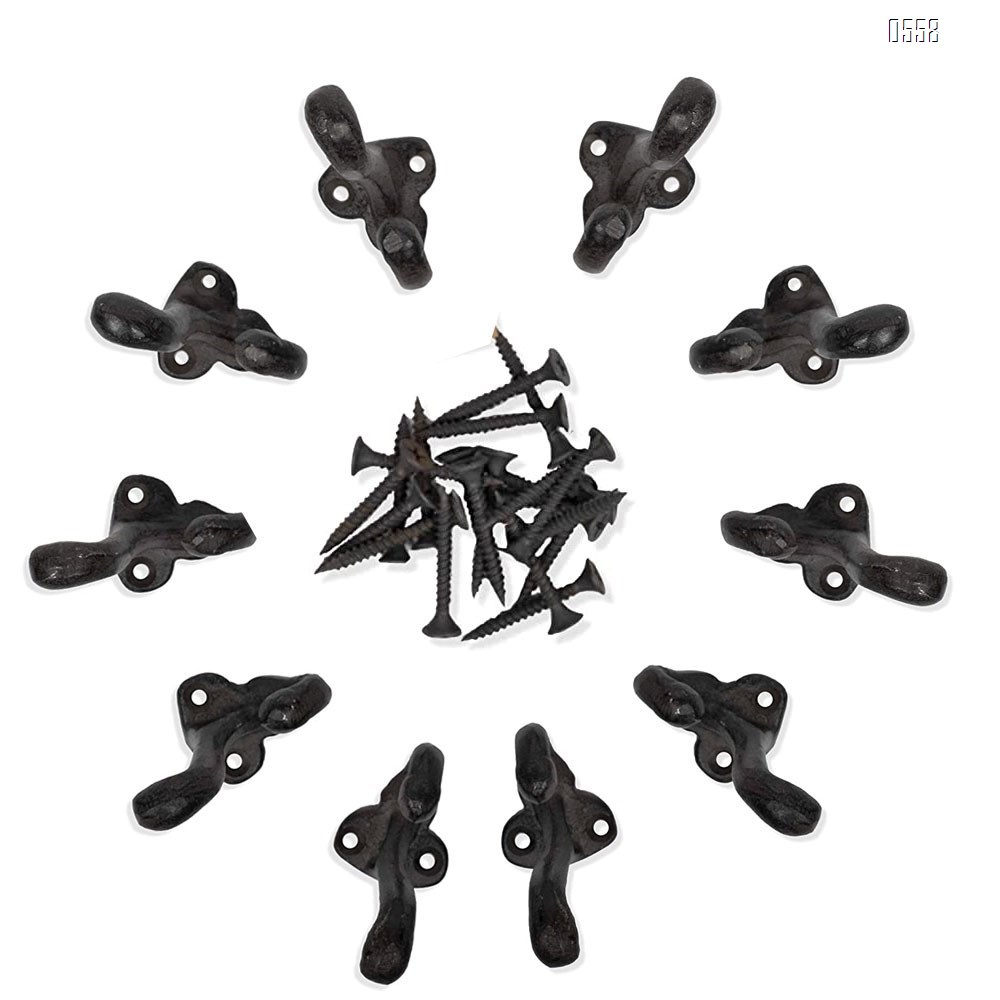 Rustic State Wall Mounted Coat Hanger Hooks Multi Use Entryway Railroad Spike Rack Cast Iron Black