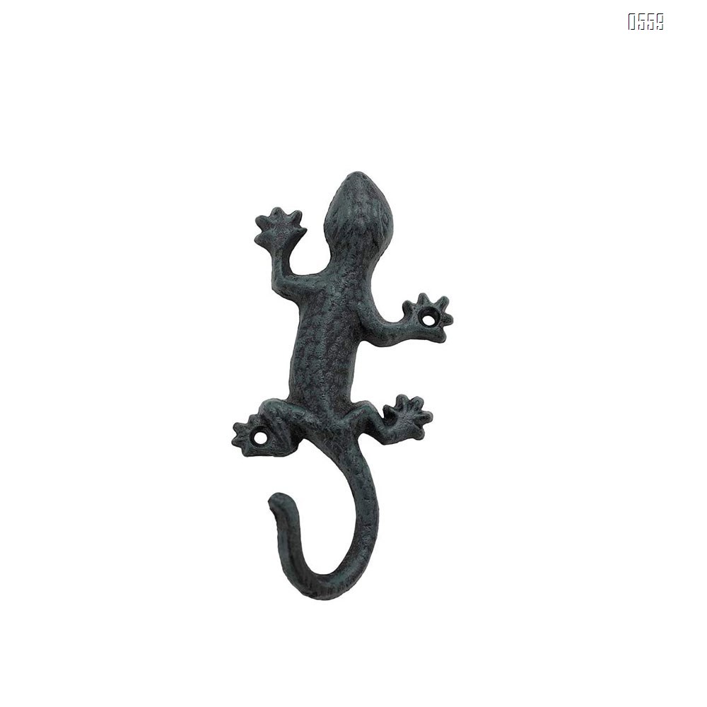 Coat Hooks Hanging Wall Mounted Rustic Decorative Gecko Hook, Cast Iron 6 Inch Key Holder Wall Decor