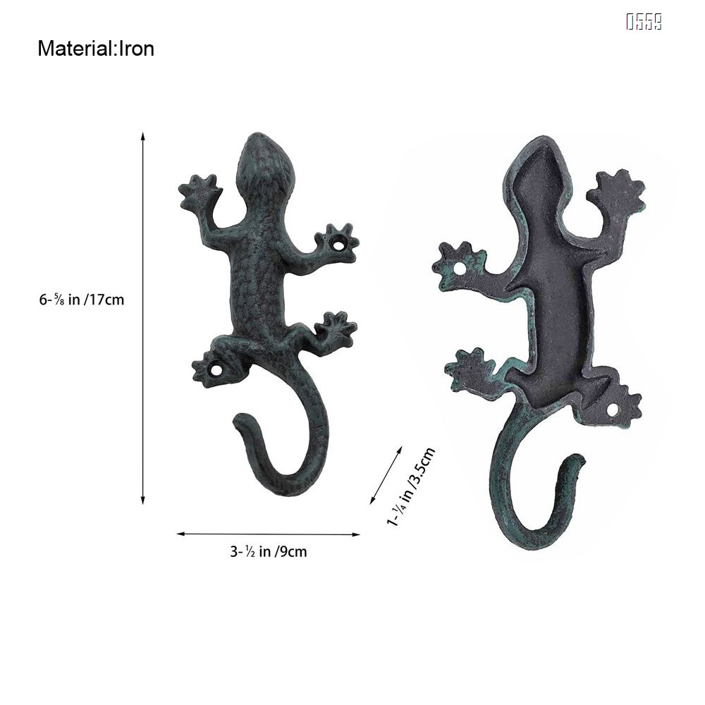 Coat Hooks Hanging Wall Mounted Rustic Decorative Gecko Hook, Cast Iron 6 Inch Key Holder Wall Decor
