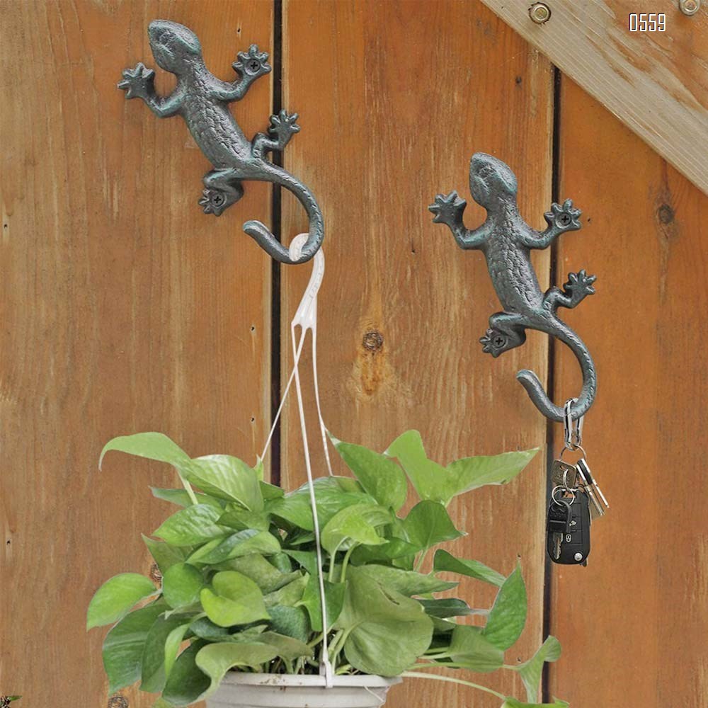 Coat Hooks Hanging Wall Mounted Rustic Decorative Gecko Hook, Cast Iron 6 Inch Key Holder Wall Decor