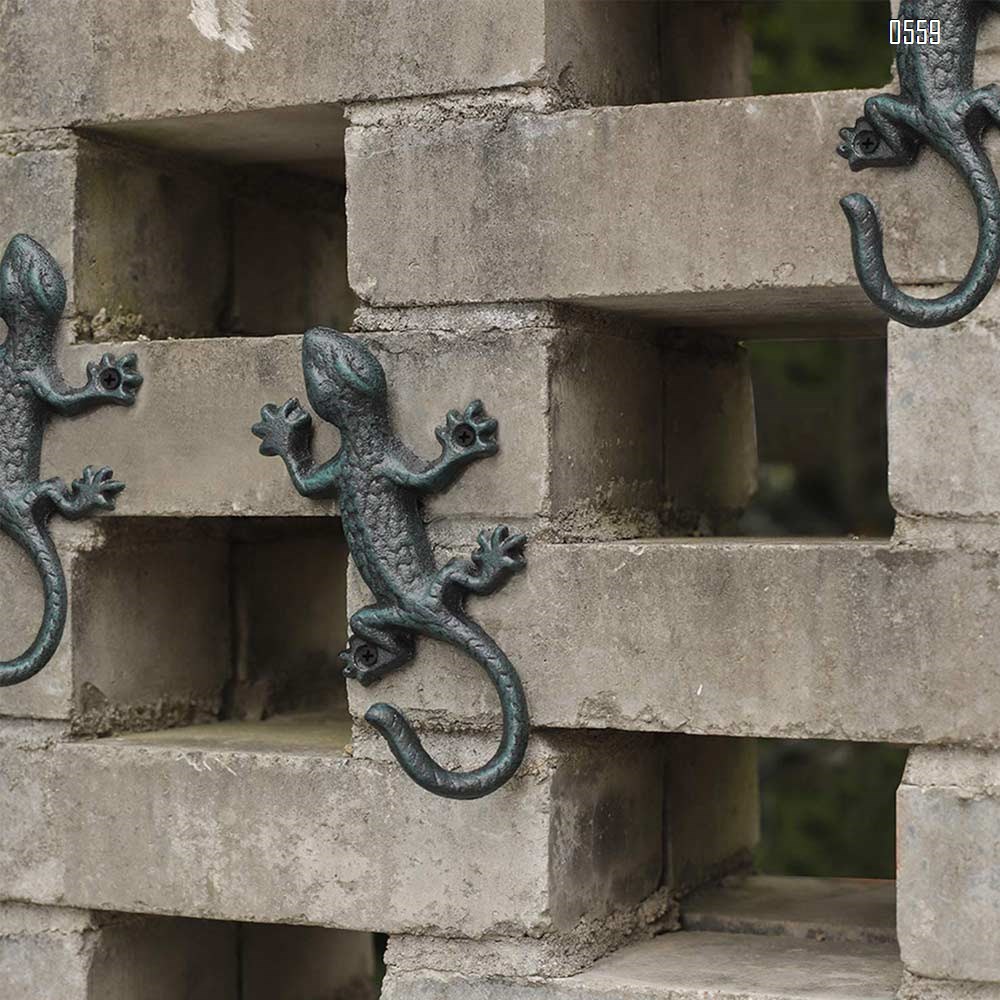 Coat Hooks Hanging Wall Mounted Rustic Decorative Gecko Hook, Cast Iron 6 Inch Key Holder Wall Decor