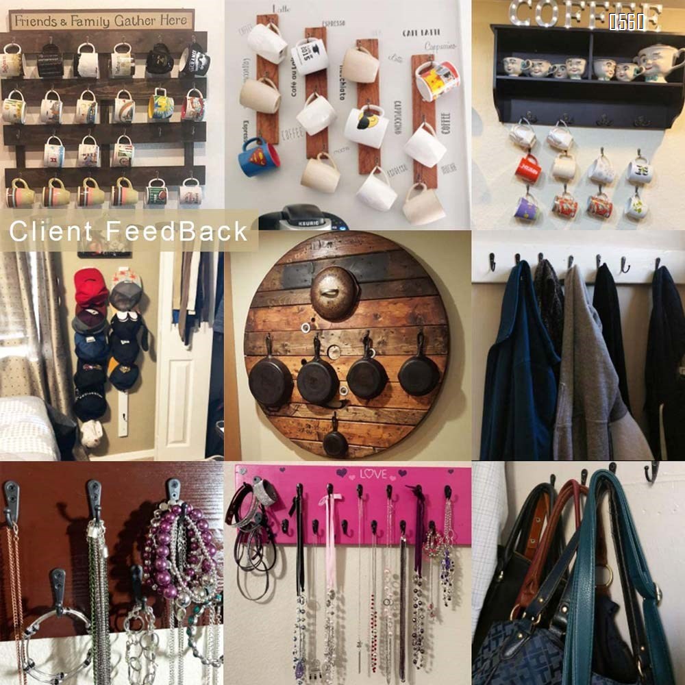 Wall Mounted Coat Hook Robe Hooks Cloth Hanger Coat Hanger Coat Hooks Rustic Hooks  for Bath Kitchen Garage Single Coat Hanger