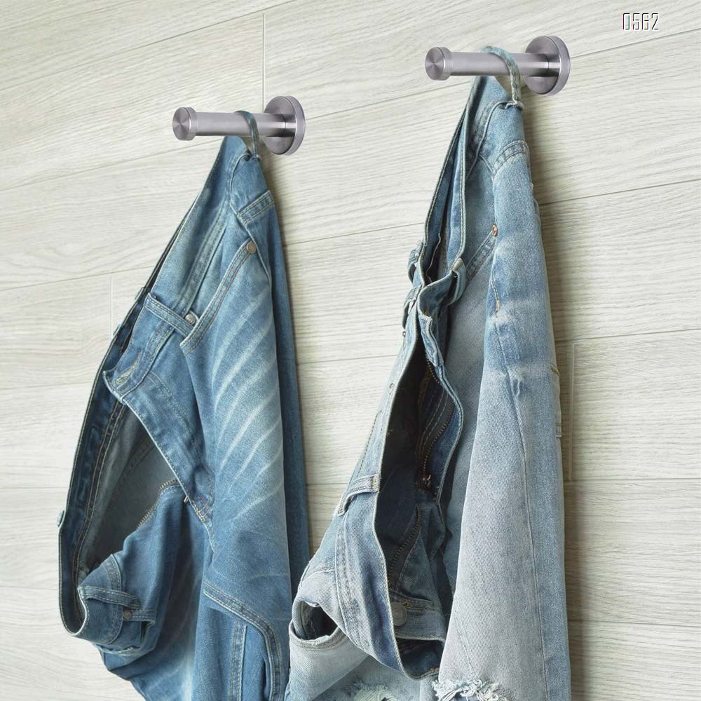 4 Inch Wall Mount Robe Hooks, Brushed Stainless Steel Coat Hook, Heavy Duty Bath Towel Wall Hook, Coat Hangers Holder for Bathroom, Bedroom, Kitchen