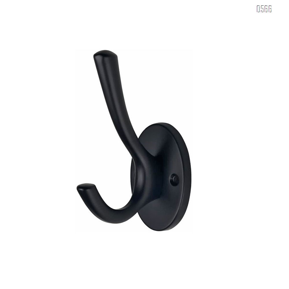 Double Coat and Robe Hook for Bathroom and Bedroom Heavy Duty Wall Mount Flat Black