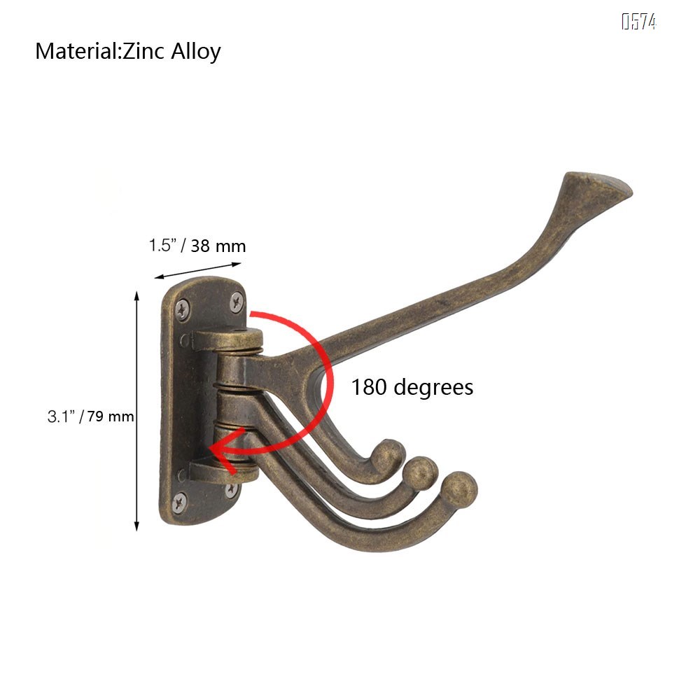 Rustic Coat Hook Zinc Alloy Wall Mounted Multifunctional Foldable Decoration Robe Hook Swivel Hook Antique Bronze